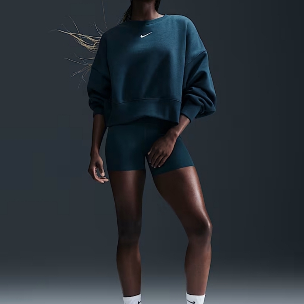 Nike Phoenix Fleece Over-Oversized Crew-Neck Sweatshirt Cropped Sportswear Sz S